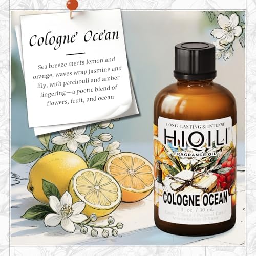 HIQILI Cologne Ocean Fragrance Oil for Diffuser, Candle & Bath Bomb Craft