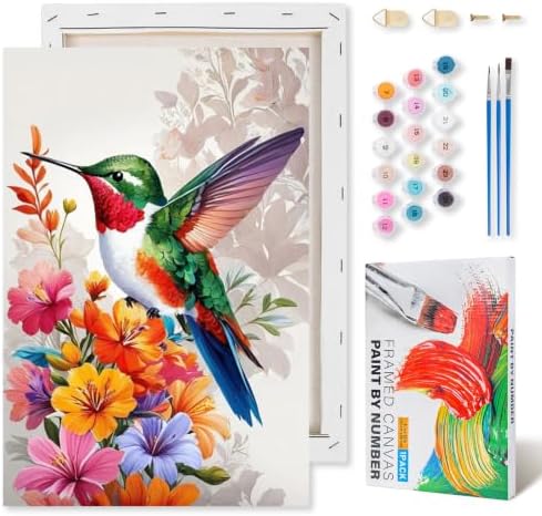 Hummingbird Framed Paint by Numbers Kit for Adults Beginner 8x12 inch