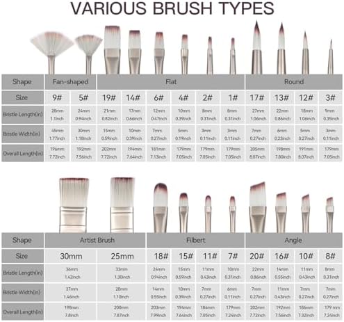 23pcs Paint Brush & Palette Knife Set with Waterproof Roll Up Case