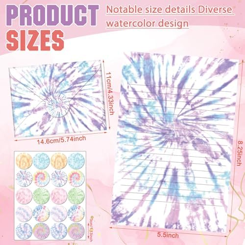 TaoBary 160 Pcs Tie Dye Stationery Paper and Envelopes Set, 5.5 x 8.25''