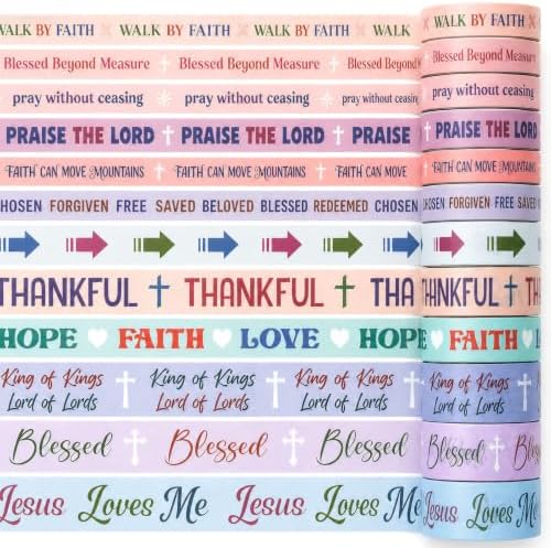 24 Rolls Christian Washi Tape Gifts, Pastel Religious, Multi-Size