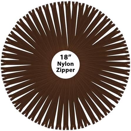 Mandala Crafts 60 PCs Dark Brown Closed-End 18 in Nylon Zippers for Sewing
