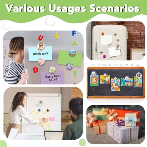 65pcs 1.2 Inch DIY Fridge Glass Magnets Craft Set Include 1.2“ Paper Punch,Craft Magnet with Adhesive Backing and Clear Glass Cabochons for Refrigerator (32 Sets,1.2 in/30mm, Round)