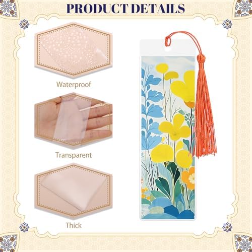60 Sets Blank Kraft Paper Bookmarks Kit with Tassels and PVC Sleeves