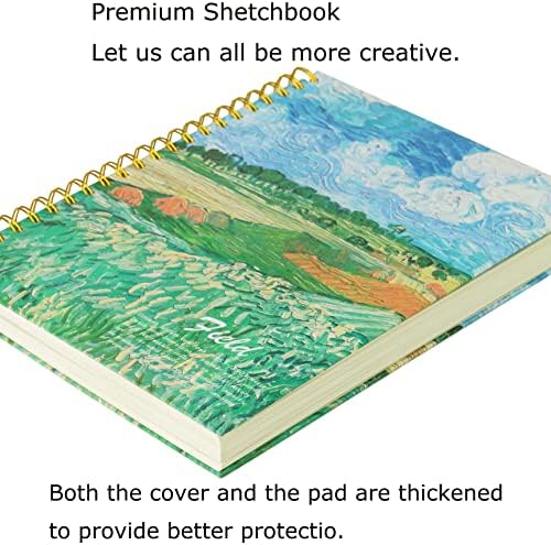 Van Gogh Aesthetic Art Mixed Media Sketchbook,A4 Spiral-Bound SketchbookMarker Paper Pad, 80 Pages of Premium 200 GSM Smooth Thick Paper, Mixed Media Sketch Book Drawing and Sketching for Kids Adults