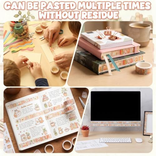 24 Rolls Book Washi Tape Back to School Crafting Gifts, Boho