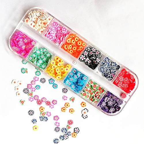 AKOAK 2 Boxes of Crystal Mash Clay Strip Flowers Fruit Slices Apples, Strawberries, Watermelons Nail Crafts Making, Decorations Scrapbook DIY Crafts