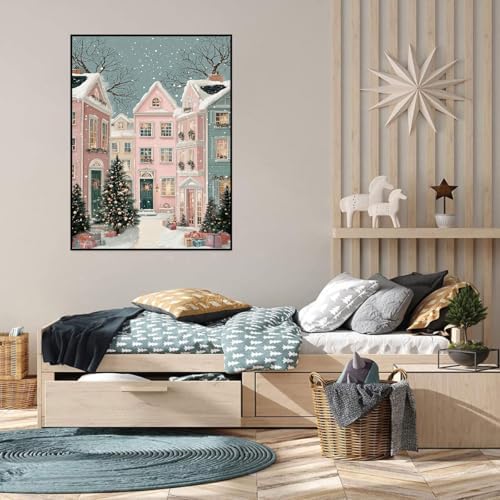 WNPOKN Christmas Winter House Diamond Art Kits for Adults 12 x 16inch