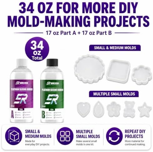 Silicone Mold Making Kit 34 oz, 15A Platinum Silicone Rubber