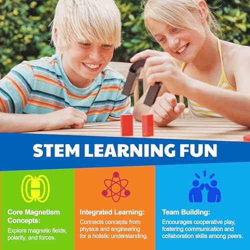 4M Magnet Science Kit for Kids Ages 5+ — 20+ Hands-On Experiments with 40+ Components, Build Maglev Transporter, Magnetic Racer, UFO & Compass Yacht, STEM Educational Toy Gift for Boys Girls