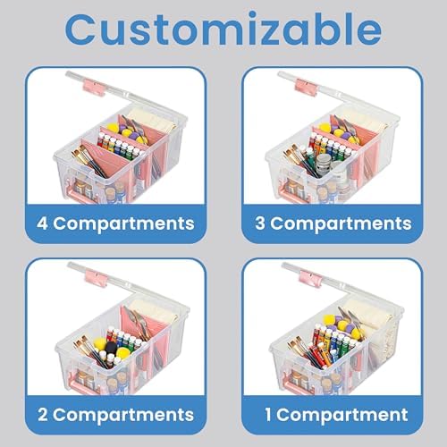 ArtBin Semi Satchel Portable Craft Organizer with 3 Dividers - Clear Plastic Storage Case for Art & Craft Supplies