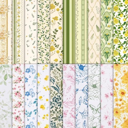 60 Sheets Scrapbook Paper, 5.5x8.3in Double Sided Floral Decoupage Paper for DIY Scrapbooking Supplies Junk Journaling Cards Making Collage DIY Craft Gifts