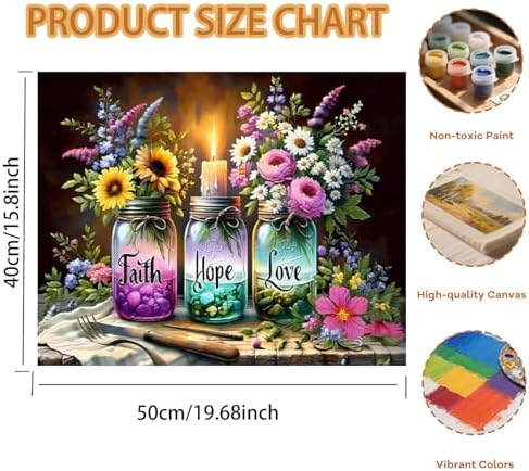 Pxzcrypha Faith Hope Love Paint by Number Kits for Adult Beginner 16X20inch