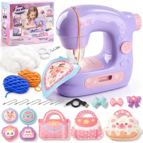 WeeHomm Kids Sewing Machine Toy Beginners Kit, Craft Gift for Girls 4-12