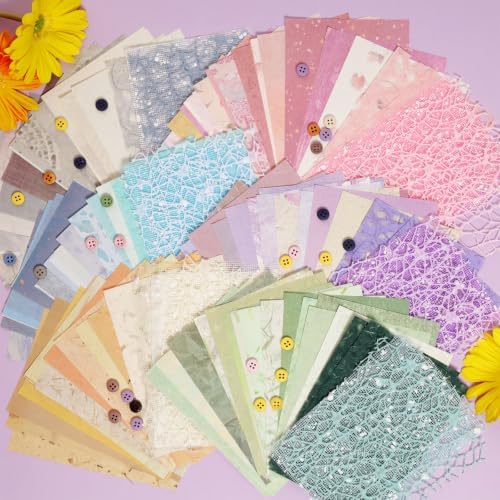 Textured Scrapbook Paper & Mesh Fabric Assorted Set Multi Size 6 Colors Kit