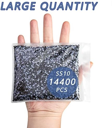 Beadsland Hotfix Rhinestones Bulk, Jet Black, SS10, 14400pcs
