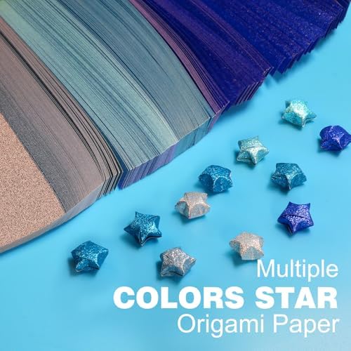 FoDau770 Glitter Star Paper Strips - 520 Sheet, Blue Series