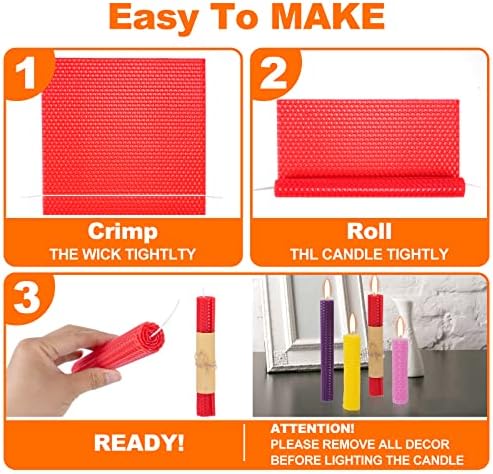 Thleunei Beeswax Sheets for Candle Making - Beeswax Candle Making Kit for Kids-Christmas Candle Making Kit for Adults-Candle Rolling Kit DIY Candle Maker - Candle Starter Kit Beeswax Candle Kit