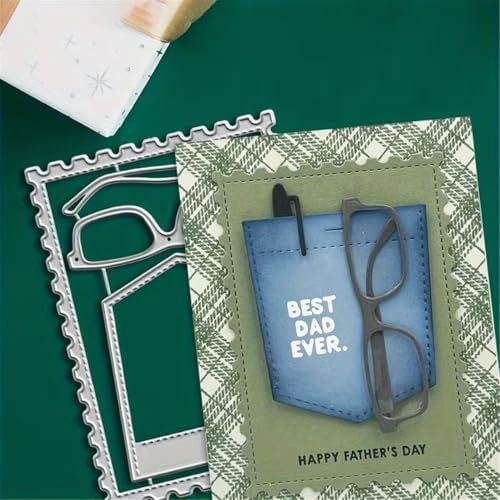 Cutting Dies Metal Stencils Scrapbooking Tools DIY Embossing Template for Paper Card Making Album Arts Crafts Supplies (Glasses Pocket Frame-12x8.6cm)