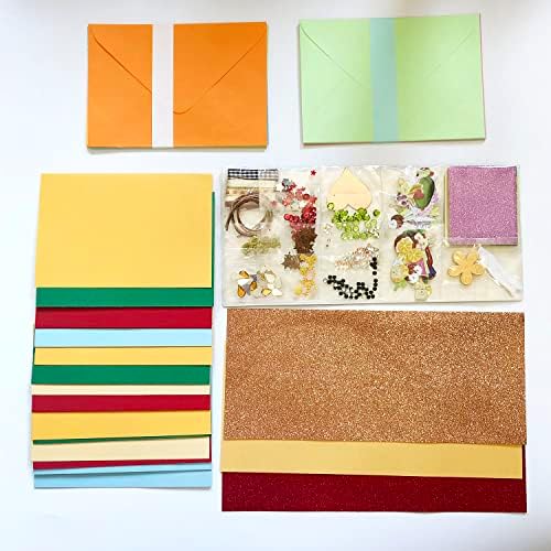 Huralona Greeting Card Making Supplies Envelope Kit Gift Anniversary Craft | Handmade DIY Card Kits 15 Cards 15 Envelopes with Accessories for Birthday Thanksgiving Christmas Wedding Invitation