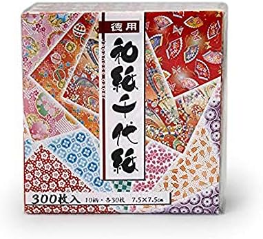JapanBargain 3587 Origami Paper, 300 Sheets Japanese Washi Chiyogami, Yuzen Style 3-Inch, Made in Japan, 2-Pack