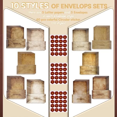 Taobary 160 Pack Stationery Paper Set,Vintage,8.5 x 11 Inch