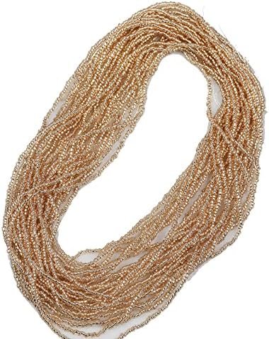 11/0 Glass Silver Lined Seed Beads Hanks (3 Meters, 6000pcs), Champagne Sliver Lined Seed Beads Strand (9 Meters)