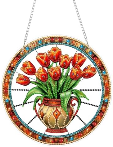 AIBOERL Diamond Art Kits for Adults, Flower Acrylic Hanging Suncatcher