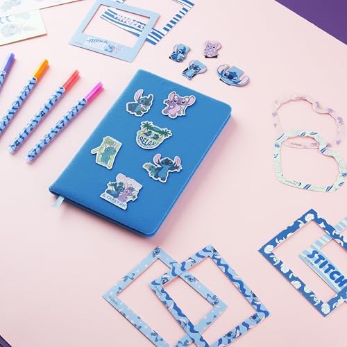 Get Trend Disney Stitch Scrapbook Kit for Kids with Notebook, Stickers, Pens, Bookmarks, Frames, Patches, Creative Art Supplies, Gifts for Kids (Blue Stitch)