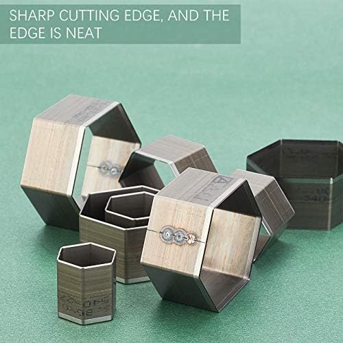 PH PandaHall 8 pcs High Carbon Steel One Hole Hollow Punch Cutter Set, 8 Sizes Hexagon Leather Die Cutter Tool Cutting Punching Die for Handmade DIY Leather Craft, Not Regular Hexagon