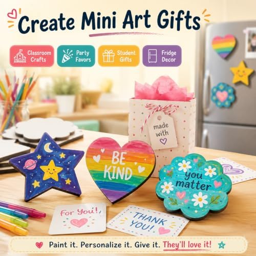 12 Pack Paintable Magnetic Canvas Boards, 3 Inch DIY Fridge Magnets
