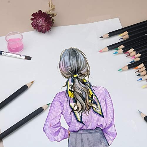 KALOUR 72 Watercolor Pencils Set, Water Soluble with 2 Brushes