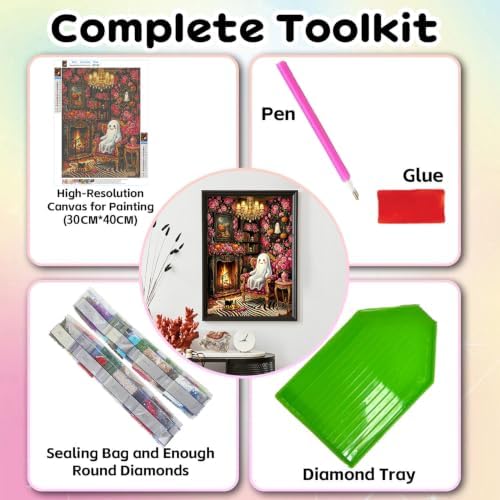SUHEFAFA Ghost Diamond Painting Kit for Adults 12×16 inch