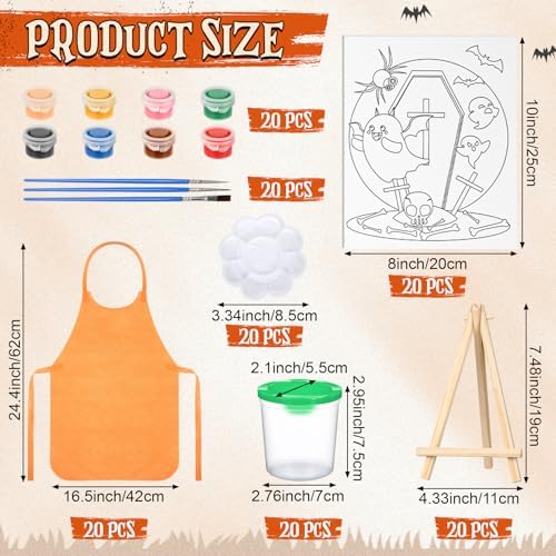 Sherr 140 Pcs 20 Set Pre Drawn Canvas Painting Kit, Halloween