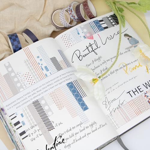 Ieebee 44 Rolls Minimalist Washi Tape Set for Journaling & Scrapbooking