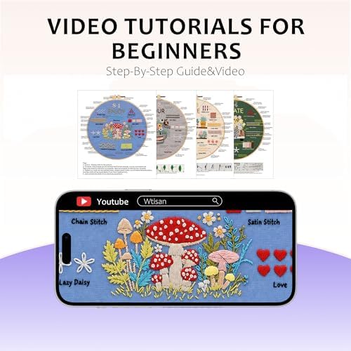 wtisan Embroidery Kit for Beginners, 4 Floral Patterns Cross Stitch Kits