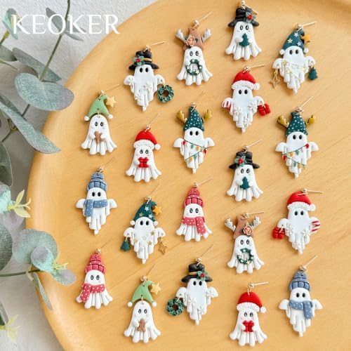 Keoker Christmas Theme Ghost Clay Cutters for Polymer Clay Jewelry, Halloween Polymer Clay Cutters Ghost, Christmas Clay Earring Cutter