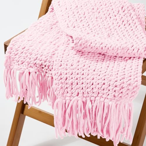 INNDUN Blanket Yarn 100g/3.5oz - Pink Chenille Yarn 6 Super Bulky - 72 Yards - Knitting, Crocheting & Crafts Chunky Yarn