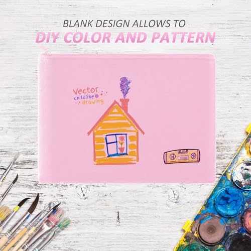 Gejoy 10 Pack Blank Canvas Cosmetic Bags Zipper Pouch DIY,M,Pink