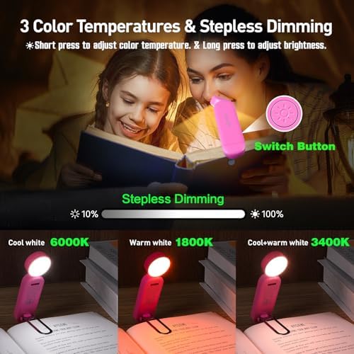 VAVOFO USB Rechargeable Book Light, Bookmark Clip on LED Reading Light