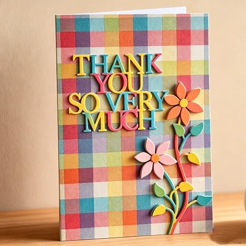 Lapoo Words Cutting Die for Scrapbooking - Durable, Cut Stencils for DIY Scrapbook Photo Album Decorative Paper Card, Card Making Supplies Party Wedding Decorations (Thank You 4.1 x 3.5 in)