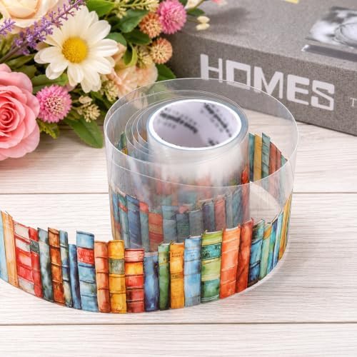 PET Tape Stickers for Journaling, 6 Rolls Book-Themed Library Stickers