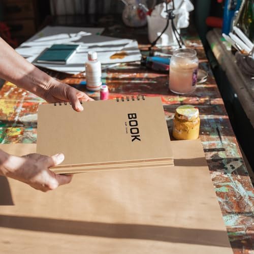 SuyuanArt A5 Toned Tan Sketch Pad, 5.5" x 8.5" (2 Pack, 100 Sheets) Spiral Bound Mixed Media Sketch Book for Drawing, Doodling, Sketching & Painting - Artist Paper for Charcoal, Pencil, Pen
