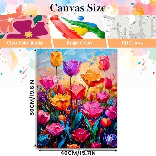 Paint by Numbers kit for Adults Flower,Paint by Numbers 16x20 inch
