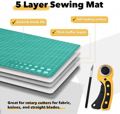 Mandala Crafts Self-Healing Green 9" x 12" A4 Cutting Mat for Sewing