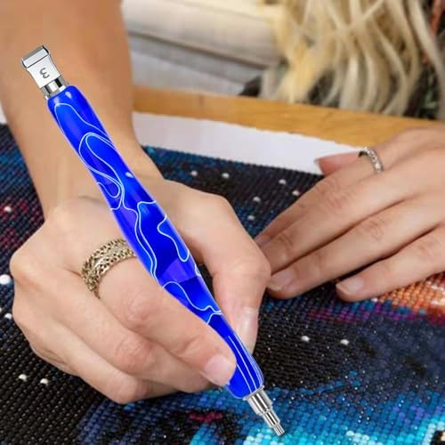 RaySoar Diamond Art Pens Diamond Art Tools Painting Pen with Screw Metal Tips Multi-Placer Tool Accessories for Adults Gem Rhinestone Picker Stylus Blue