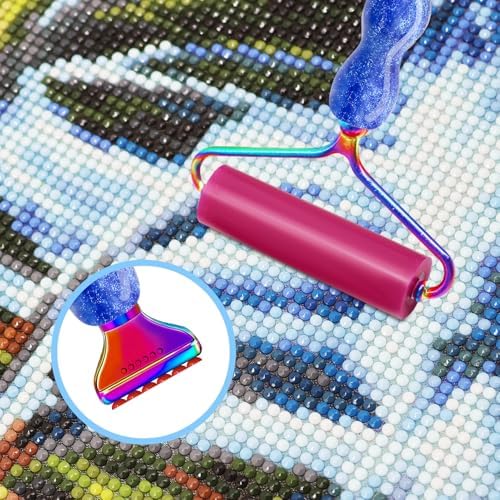 Diamond Painting Pen Kit - 7 Metal Tip Diamond Art Tools, 5D Diamond Painting Accessories for Adults Beginners, Resin Pen with Straight/Bent/Flat/Roller Nibs, Tray & Clay
