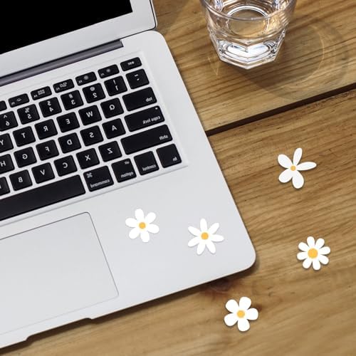 70 X Little Daisy Stickers for Laptop & Phone, Small Floral Vinyl Stickers Cute Aesthetic White Daisy Decals for Water Bottle iPhone Case Notebook, Mini Stickers 1 Inch