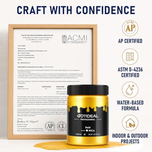 GOTIDEAL Metallic Gold Acrylic Paint, Gold Leaf Large Paint (500ml/16.9oz)