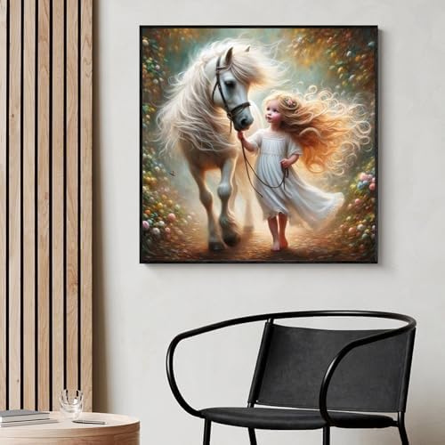 Yezavesu Diamond Art Kits for Adults, Horse Diamond Painting Kit for Beginners, 5D DIY Round Full Drill Painting with Gem Art Craft Kits for Home Wall Decor 14x14 Inch